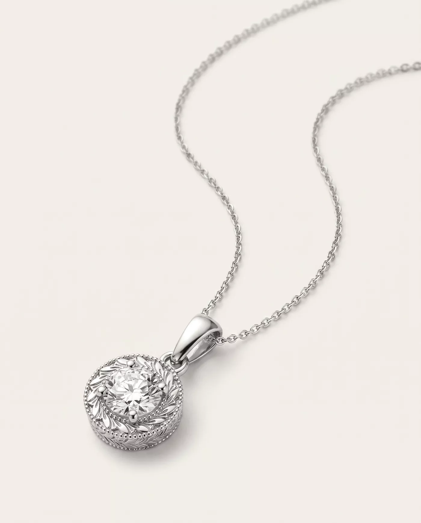 Vintage Round Lab Diamond Solitaire Necklace (1 ct. tw.)